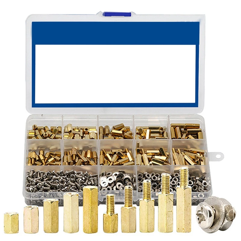 910 PCS M3 Male Female Hex Brass Bracket Spacer Pan Head Screw Nut And Washer Assortment Kit Pcb Motherboard Bracket
910 PCS M3 Male Female Hex Brass Bracket Spacer Pan Head Screw Nut And Washer Assortment Kit Pcb Motherboard Bracket