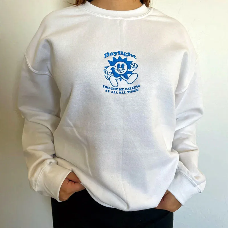 Daylight Cartoon Embroidered Printing White Loose Cotton Women Sweatshirts Spring Thin Casual Cute Pullover Long Sleeve Jumpers
Daylight Cartoon Embroidered Printing White Loose Cotton Women Sweatshirts Spring Thin Casual Cute Pullover Long Sleeve Jumpers