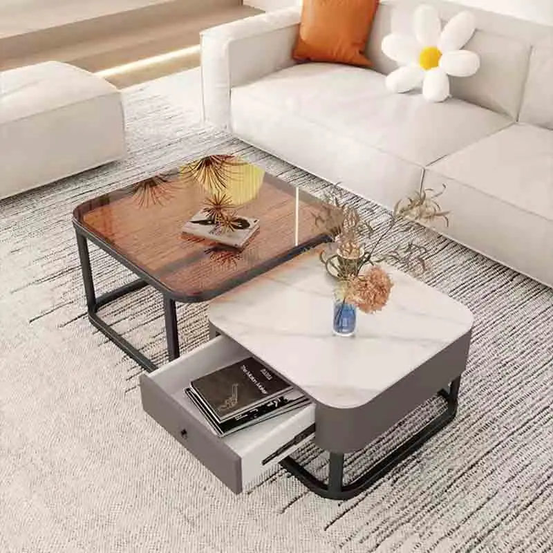 Drawers Minimalist Coffee Tables Balcony Vintage Metal Square Side Table Aesthetic Glass Salontafel Voor Woonkamer Decorations
Drawers Minimalist Coffee Tables Balcony Vintage Metal Square Side Table Aesthetic Glass Salontafel Voor Woonkamer Decorations