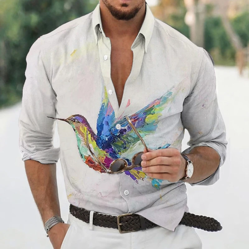 Men's Autumn Polyester Long Sleeve Shirt Floral And Birds Print Casual Male Top Button Shirts Clothes Blouse Clothing For Men
Men's Autumn Polyester Long Sleeve Shirt Floral And Birds Print Casual Male Top Button Shirts Clothes Blouse Clothing For Men