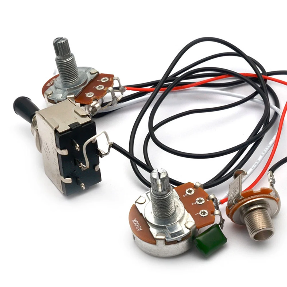 Electric Guitar Wiring Harness Kit 3 Way Toggle Switch 1 Volume 1 Tone 500K Pots 2 Pickup Harness - 500K With Toggle
Electric Guitar Wiring Harness Kit 3 Way Toggle Switch 1 Volume 1 Tone 500K Pots 2 Pickup Harness - 500K With Toggle