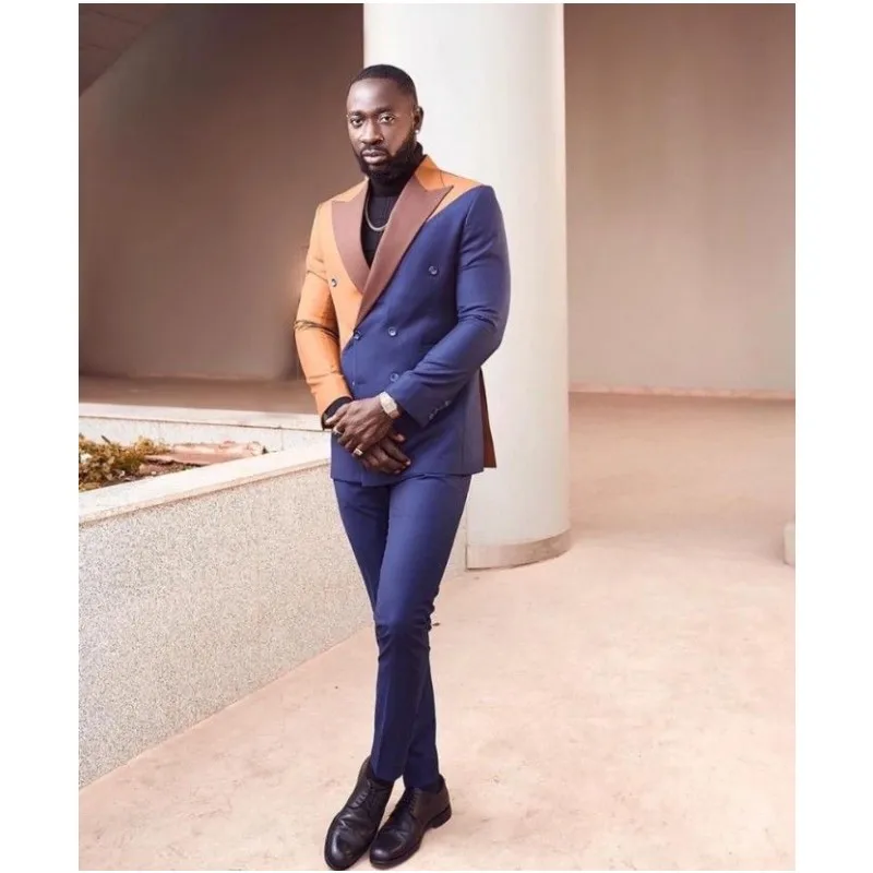 New Arrival Blue Orange Patchwork Men Suits Double Breasted Custom Made Slim Fit Wedding Groom Tuxedo Party Suits Jacket+Pant
New Arrival Blue Orange Patchwork Men Suits Double Breasted Custom Made Slim Fit Wedding Groom Tuxedo Party Suits Jacket+Pant