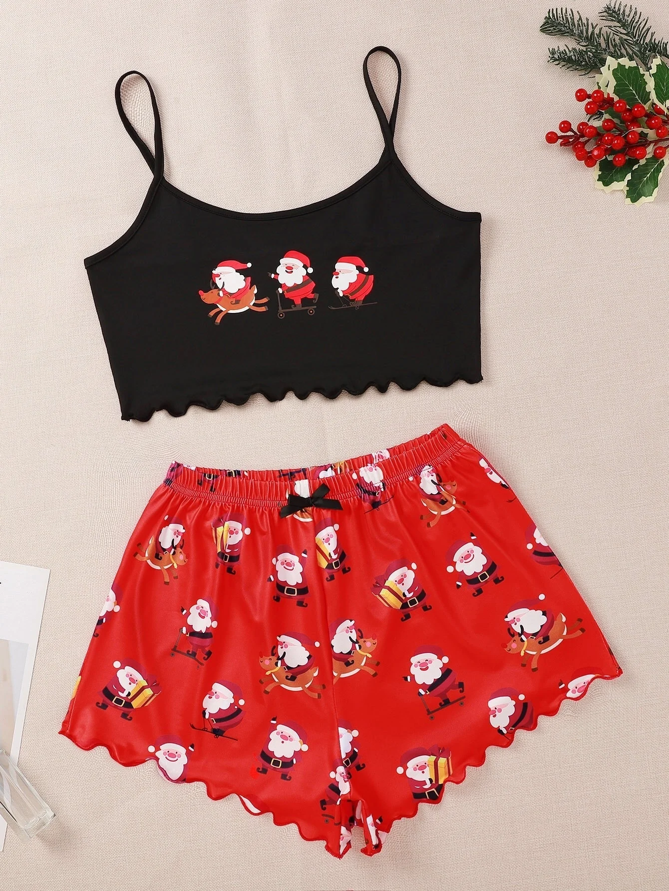 2021 New Style Lady's Merry Christmas Camisole With Shorts Pajama Set Santa Print Casual Home Wear Sleepwear Underwear Suits
2021 New Style Lady's Merry Christmas Camisole With Shorts Pajama Set Santa Print Casual Home Wear Sleepwear Underwear Suits