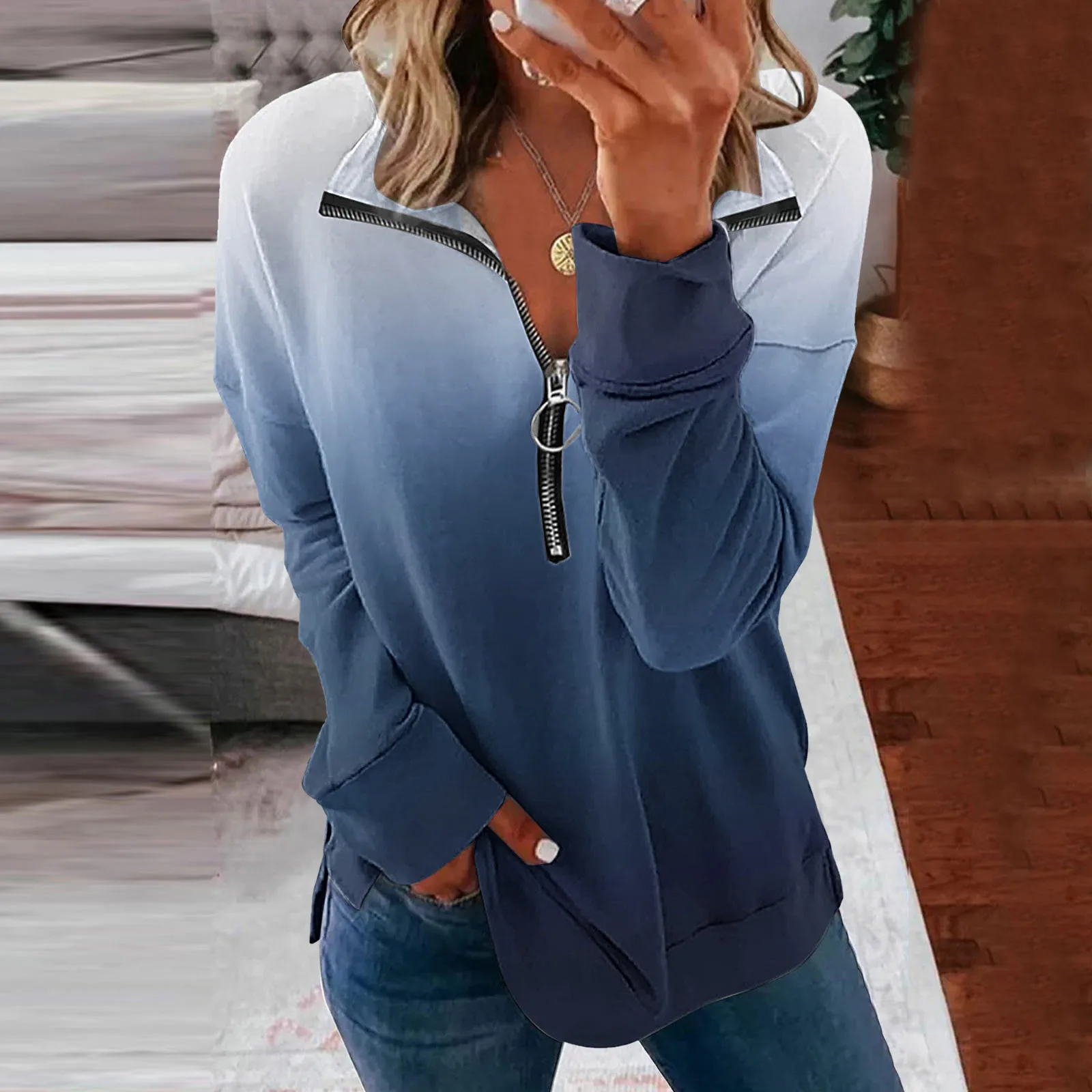 Sweatshirts For Women Oversize Casual V Neck Zip Gradient Print Long Sleeve Sweatshirt Women's Clothing Clearance Pullover
Sweatshirts For Women Oversize Casual V Neck Zip Gradient Print Long Sleeve Sweatshirt Women's Clothing Clearance Pullover