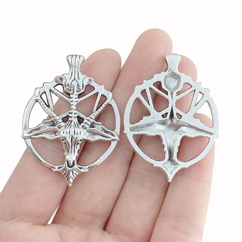 3 x Антикварные Серебряные Подвески Baphomet Devil сатана голова козы пентаграмма