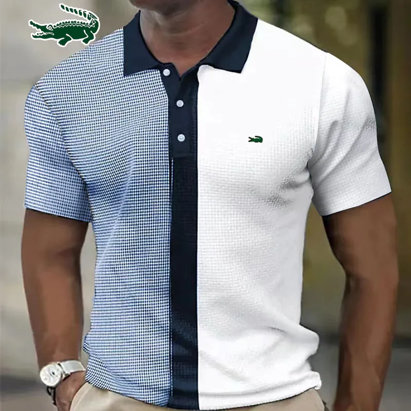 Men's Polo Shirt Fashion Stripe Stitching Casual Lapel Button Summer Men's Short Sleeve Slim Figure Breathable Routine Work Polo
Men's Polo Shirt Fashion Stripe Stitching Casual Lapel Button Summer Men's Short Sleeve Slim Figure Breathable Routine Work Polo