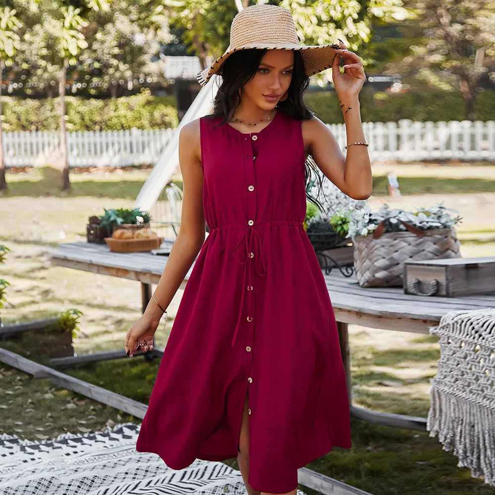2023 Spring and Summer Sexy Vintage Dresses for Women Casual High Waist Solid Color Sleeveless Slim Beach Dress Vacation Outfits
2023 Spring and Summer Sexy Vintage Dresses for Women Casual High Waist Solid Color Sleeveless Slim Beach Dress Vacation Outfits