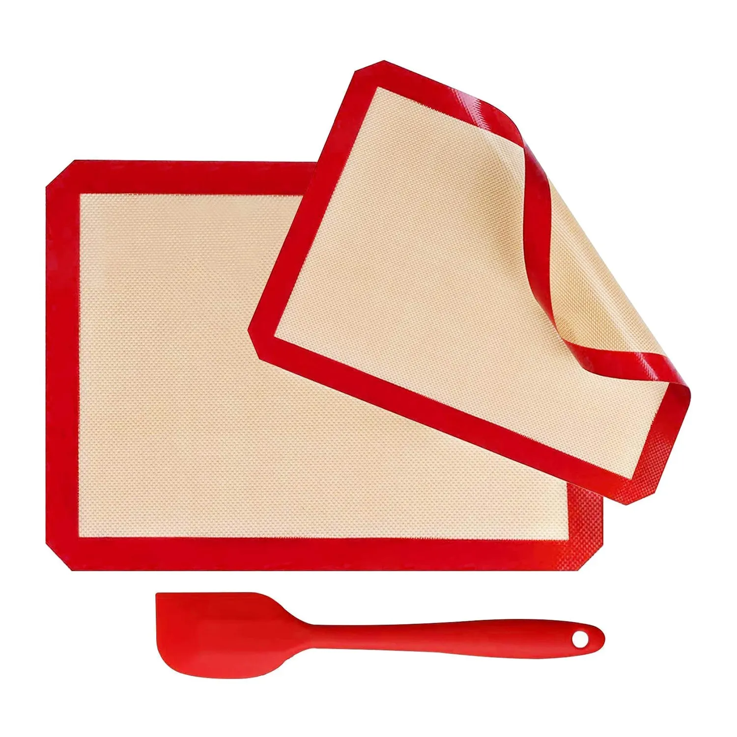 Silicone Baking Mats Set of 2 Non-Slip Washable Reusable Baking Tray with Silicone Spatula, Heat Resistant Bakeware Mat
Silicone Baking Mats Set of 2 Non-Slip Washable Reusable Baking Tray with Silicone Spatula, Heat Resistant Bakeware Mat