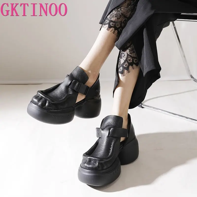 GKTINOO Women Sandals Summer 2023 Natural 7.5cm Cow Genuine Leather Buttoned Thick Soled Moccasin Bao Toe Platform Wedges Shoes
GKTINOO Women Sandals Summer 2023 Natural 7.5cm Cow Genuine Leather Buttoned Thick Soled Moccasin Bao Toe Platform Wedges Shoes