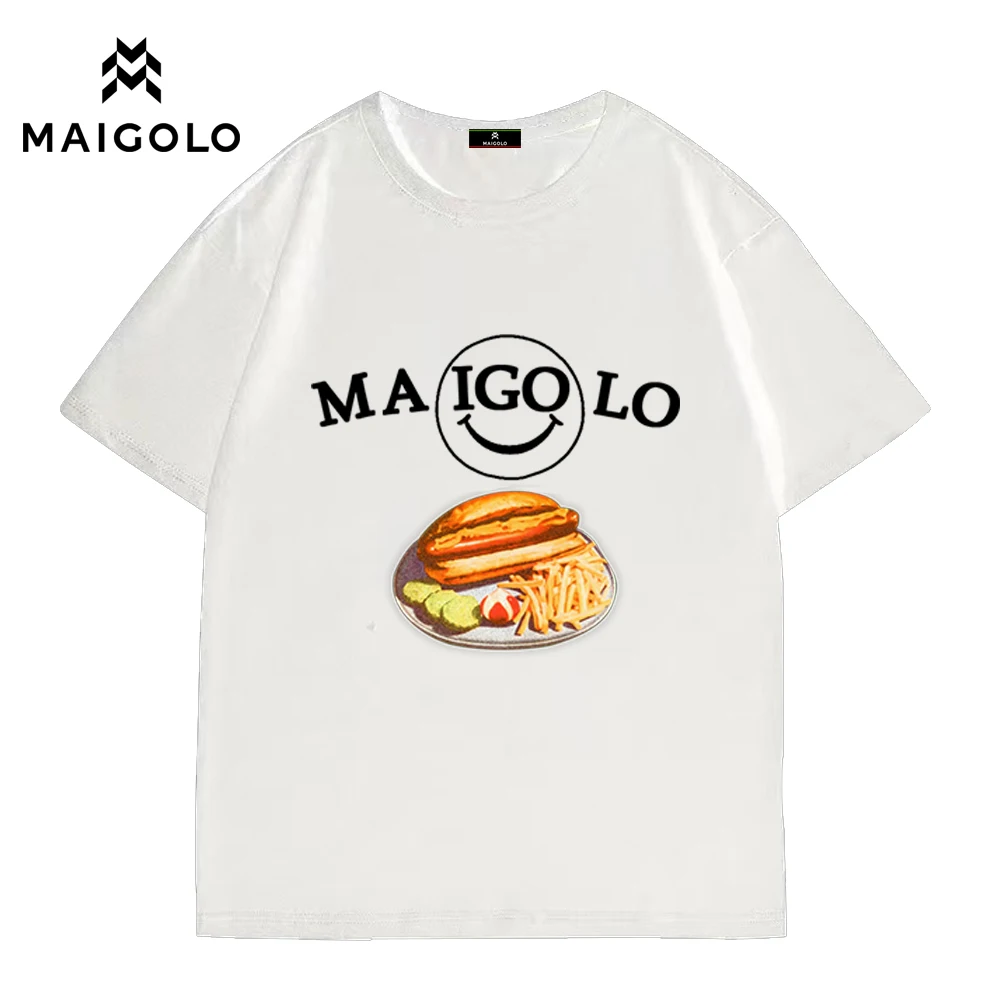Мужская/женская брендовая футболка MAIGOLO, футболки с графическим рисунком, повседневные дизайнерские топы со смайликом гамбургера
Мужская/женская брендовая футболка MAIGOLO, футболки с графическим рисунком, повседневные дизайнерские топы со смайликом гамбургера