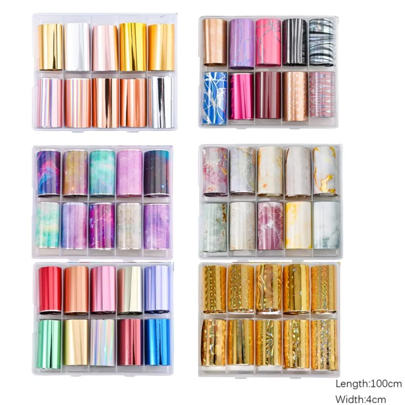 10Rolls/Set Nail Foils Sticker for Matt Transfer Paper Neon Nail Decals 4X100CM Wraps Nail Sticker DIY Manicure Nail Decorations
10Rolls/Set Nail Foils Sticker for Matt Transfer Paper Neon Nail Decals 4X100CM Wraps Nail Sticker DIY Manicure Nail Decorations