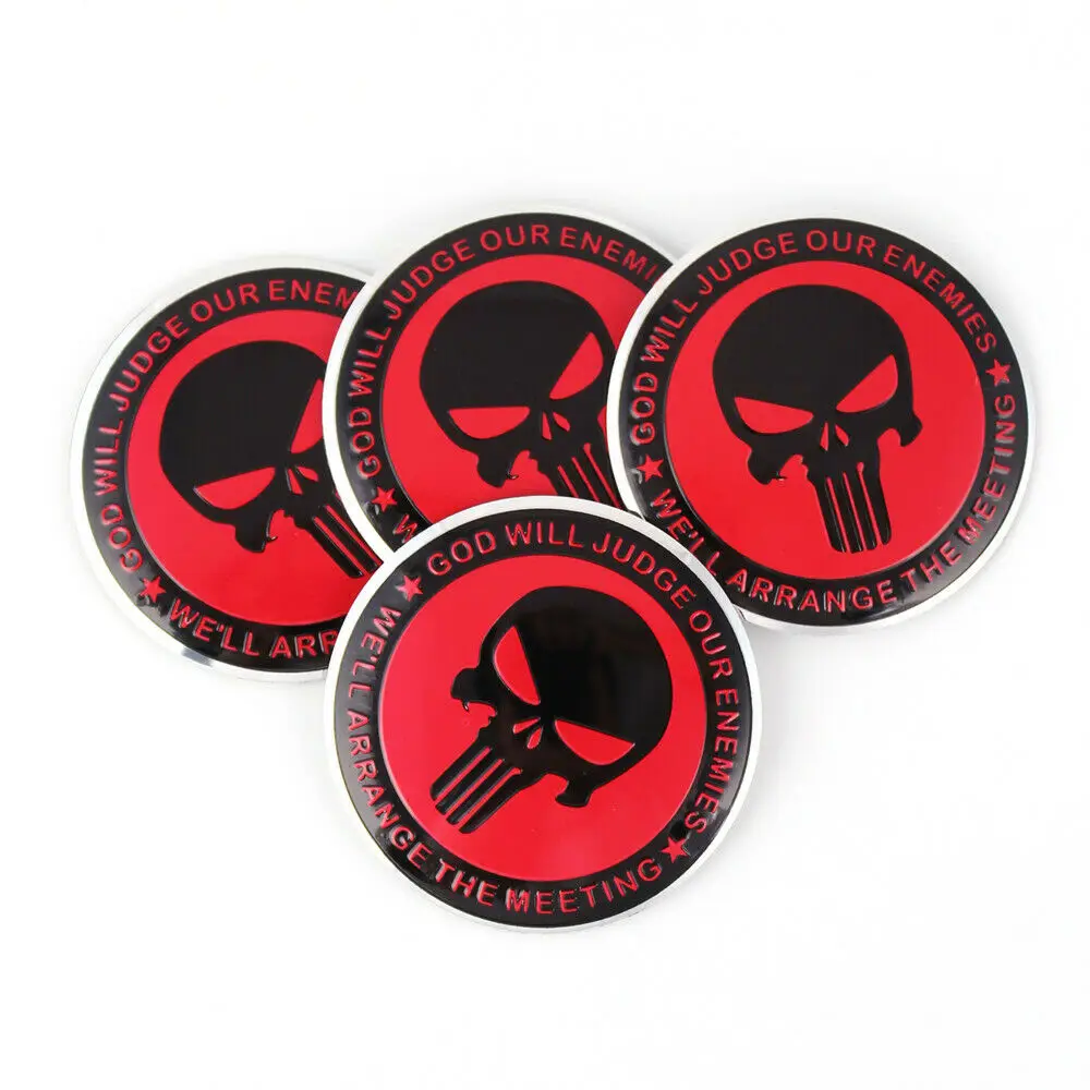 4Pcs Black Red 5.65cm Punisher Skull Stickers Car Wheel Center Hub Cap Emblem Universal Car Accessories
4Pcs Black Red 5.65cm Punisher Skull Stickers Car Wheel Center Hub Cap Emblem Universal Car Accessories