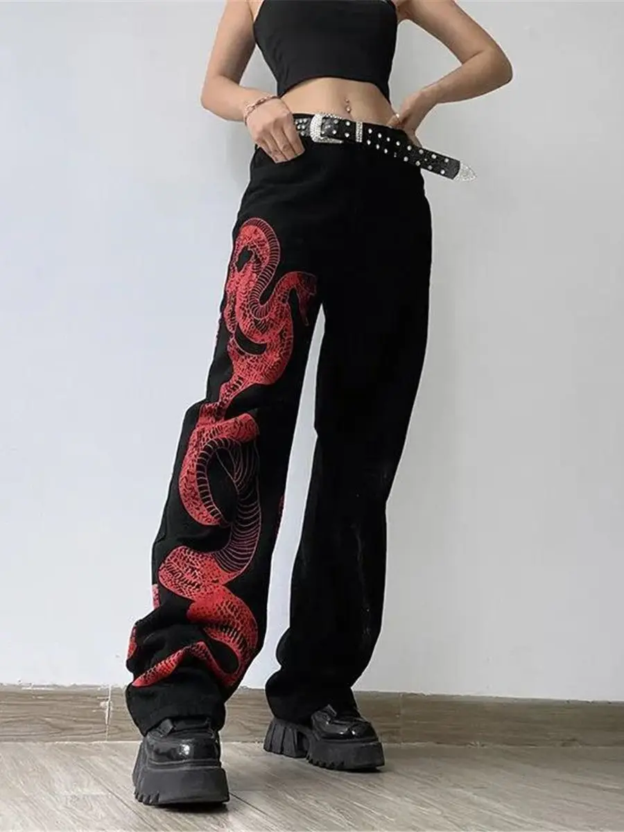 Fashion Snake Print Jeans Girl Ulzzang Pants Trousers 2023 Punk Summer Black Gothic Denim Bagge Spring High Street Jeans Femme 
Fashion Snake Print Jeans Girl Ulzzang Pants Trousers 2023 Punk Summer Black Gothic Denim Bagge Spring High Street Jeans Femme