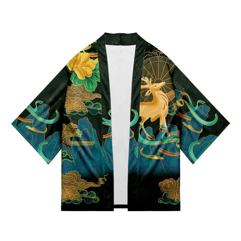 Japanese Kimono Robe Plus Size Mural Deer Print Cardigan Asian Clothing Harajuku Design Yukata Men's Shirts Hip Hop Streetwear
Japanese Kimono Robe Plus Size Mural Deer Print Cardigan Asian Clothing Harajuku Design Yukata Men's Shirts Hip Hop Streetwear