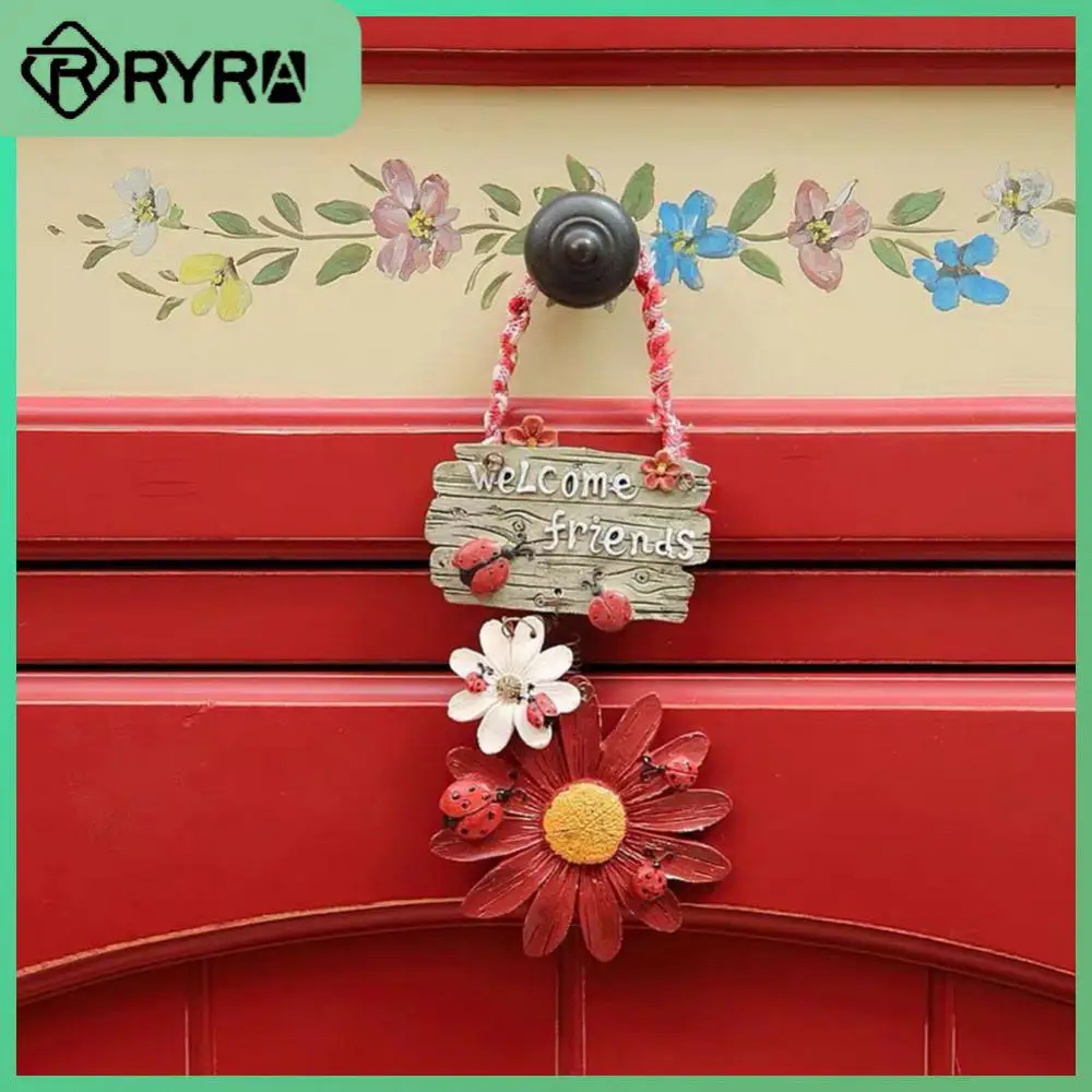 

Resin Door Hanging Ornament Seven-star Ladybug Sunflower Home Decoration Welcome Cards Flower Welcome Card Listing Sign Small