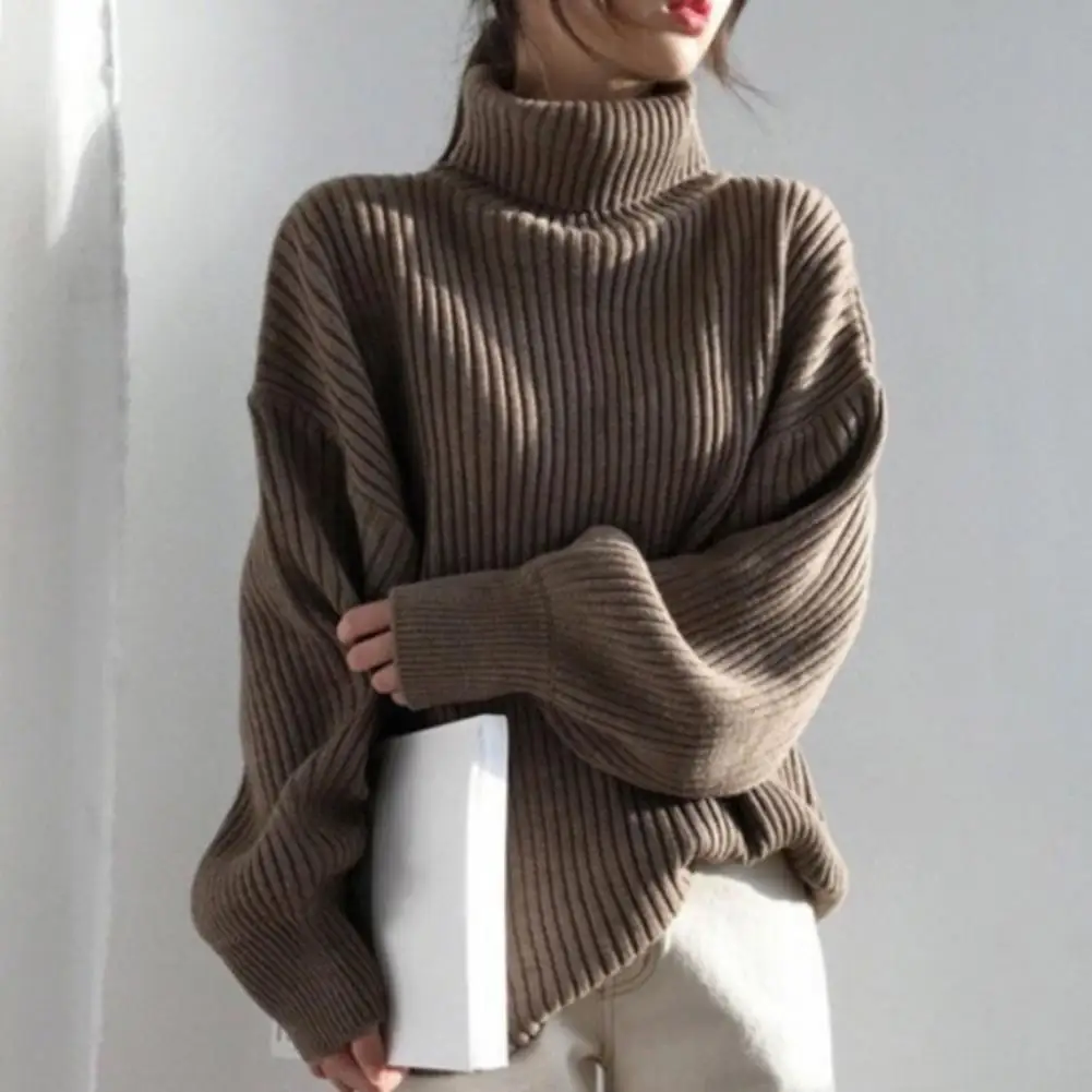 Loose Sweater Cozy Stylish Women's Winter Sweater High Collar Windproof Design Elastic Knitted Warmth Solid-color Knitted
Loose Sweater Cozy Stylish Women's Winter Sweater High Collar Windproof Design Elastic Knitted Warmth Solid-color Knitted