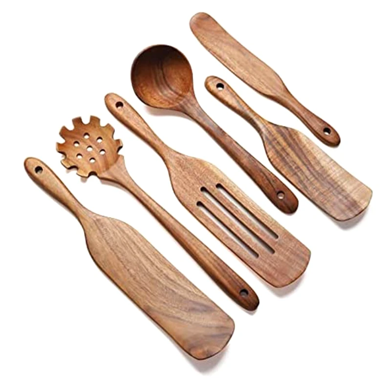 

SEWS-деревянная кухонная утварь для ложек, длинная ручка, половник, ложки-спагетти, набор для перемешивания, смешивания, сервировки