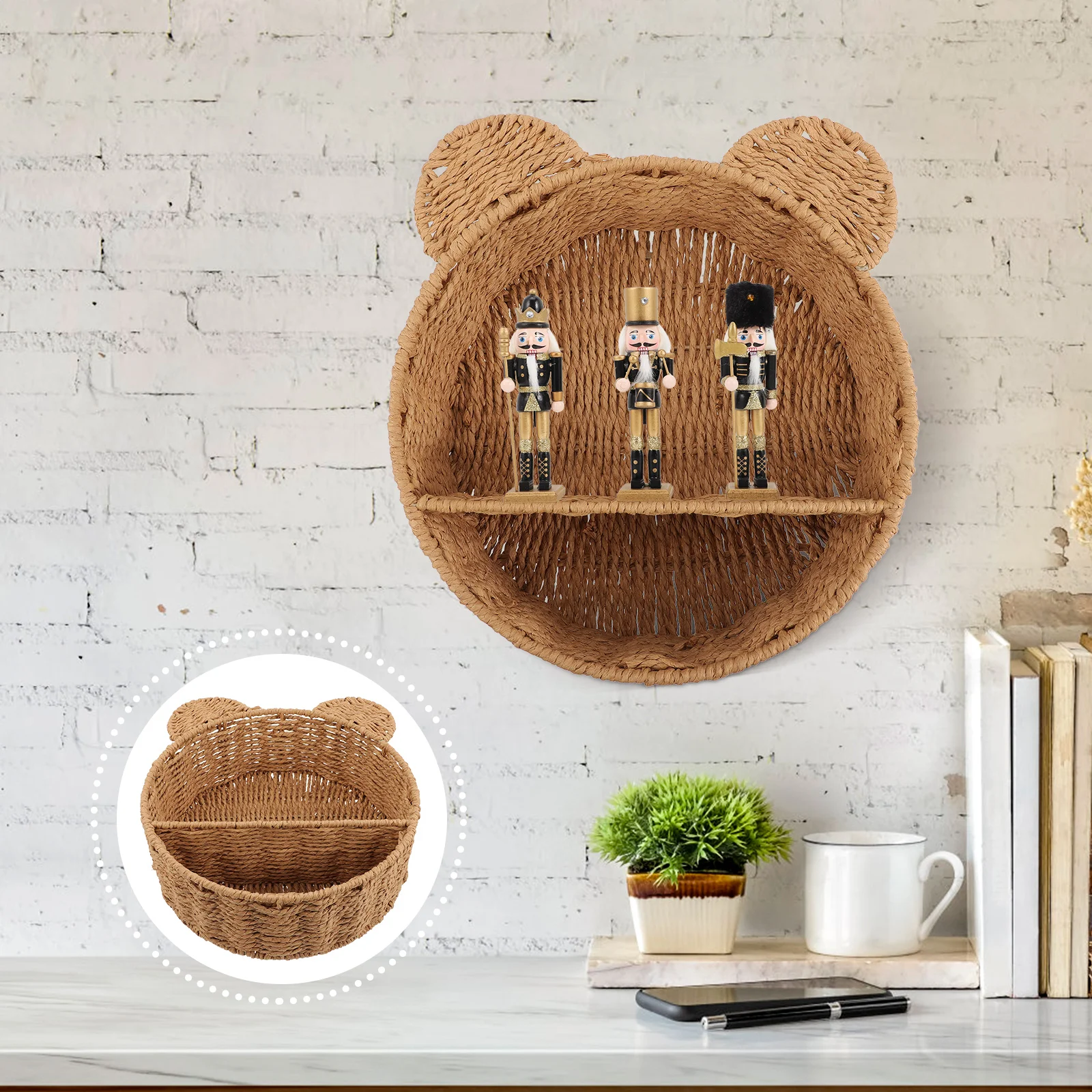 Woven Wall Hanging Shelf Bathroom Floating Storage Basket Living Room Bathroom Bedroom Display Rack Rattan cabinet The hallway
Woven Wall Hanging Shelf Bathroom Floating Storage Basket Living Room Bathroom Bedroom Display Rack Rattan cabinet The hallway