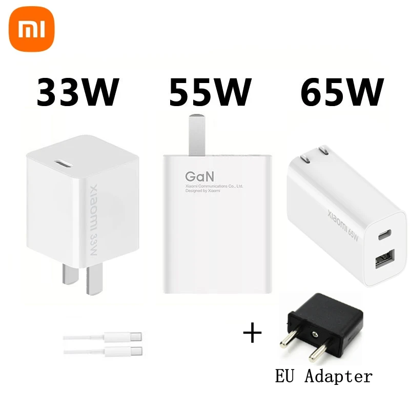 Зарядное устройство Xiaomi GaN 33 Вт 55 65 кабель Type-C для быстрой зарядки технология