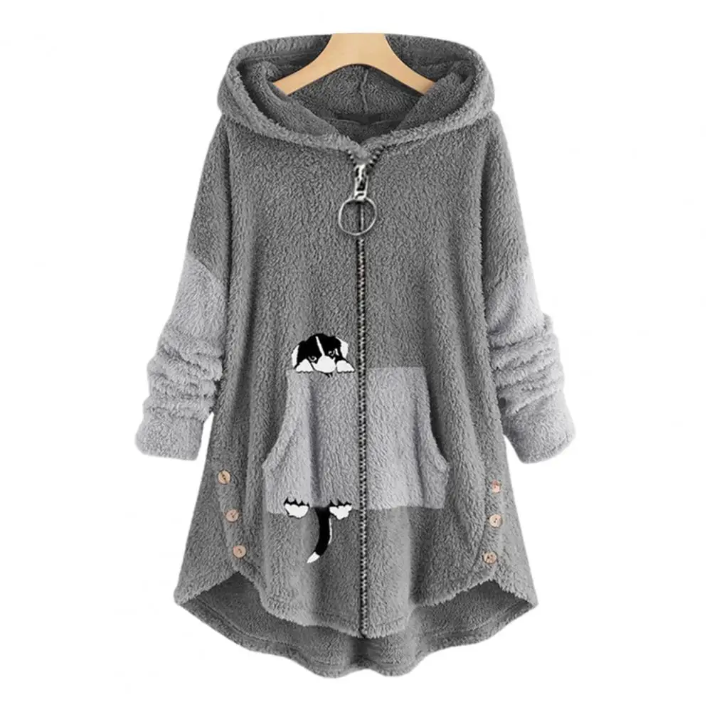 Fleece Hooded Long Sleeve Sweatshirt Zipper Placket Cartoon Dog Pattern Women Coat Autumn Winter Mid-Length Sweatshirt Coat
Fleece Hooded Long Sleeve Sweatshirt Zipper Placket Cartoon Dog Pattern Women Coat Autumn Winter Mid-Length Sweatshirt Coat