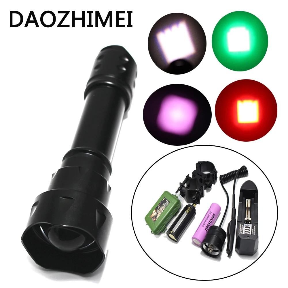 LED hunting tactical flashlight DZM-T20 XM-L L2 Q5 LED mini flashlight Adjustable zoom Portable flashlight Use red/green/white l
LED hunting tactical flashlight DZM-T20 XM-L L2 Q5 LED mini flashlight Adjustable zoom Portable flashlight Use red/green/white l