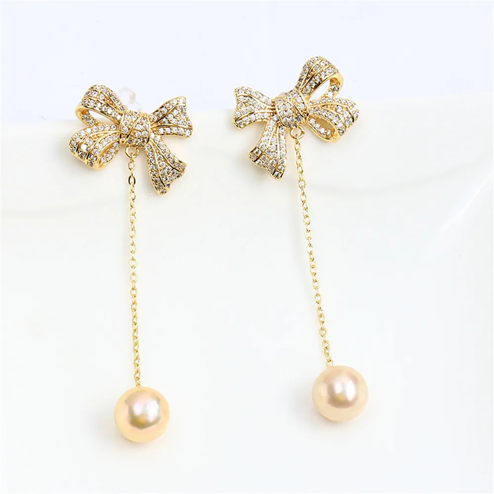 S925 Silver Needle Domestic 14k Gold Wrapped Gold Injected Bow Knot Earline Pearl DIY Empty Ear Studs Texture for Women
S925 Silver Needle Domestic 14k Gold Wrapped Gold Injected Bow Knot Earline Pearl DIY Empty Ear Studs Texture for Women