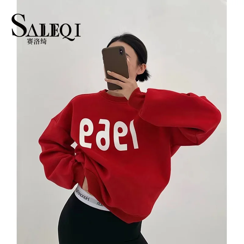 Женская толстовка с надписью, с круглым вырезом и длинным рукавом
Женская толстовка с надписью, с круглым вырезом и длинным рукавом