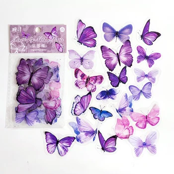40 Piece/Pack Colorful Butterfly Retro Art Handbook Diary DIY Decoration PET Sticker for Album Notebook Girl Decorative Supplies