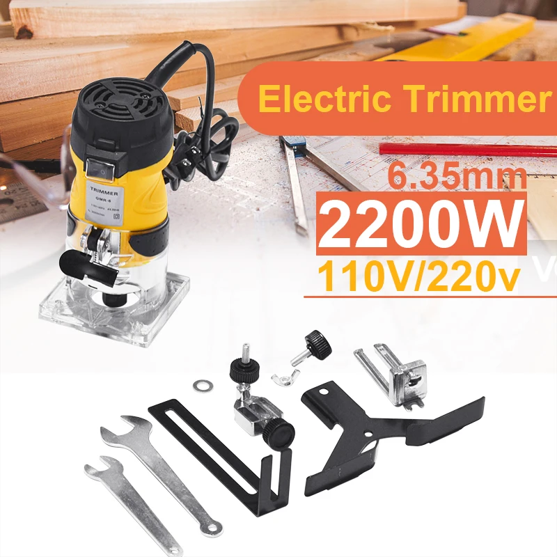2200W 110V/220V Electric Hand Trimmer Wood Router 6.35mm Woodworking Laminator Carpentry Trimming Cutting Carving Machine
2200W 110V/220V Electric Hand Trimmer Wood Router 6.35mm Woodworking Laminator Carpentry Trimming Cutting Carving Machine