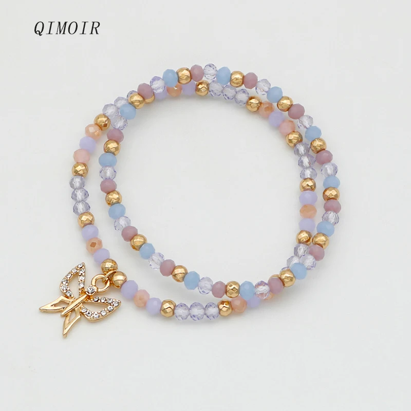 Multi Color Cute Bracelets Set Elastic Pave Rhinestone Butterfly Charm Violet AQ Turquoise Peach Gold Glass Beads Jewelry C1045
Multi Color Cute Bracelets Set Elastic Pave Rhinestone Butterfly Charm Violet AQ Turquoise Peach Gold Glass Beads Jewelry C1045