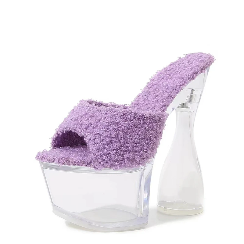 Crystal Thick High Heel Shoes Summer Sexy Sandals for Lady Outdoor Slides Slip-on Round Toe Soft Teddy Fur Slipper
Crystal Thick High Heel Shoes Summer Sexy Sandals for Lady Outdoor Slides Slip-on Round Toe Soft Teddy Fur Slipper