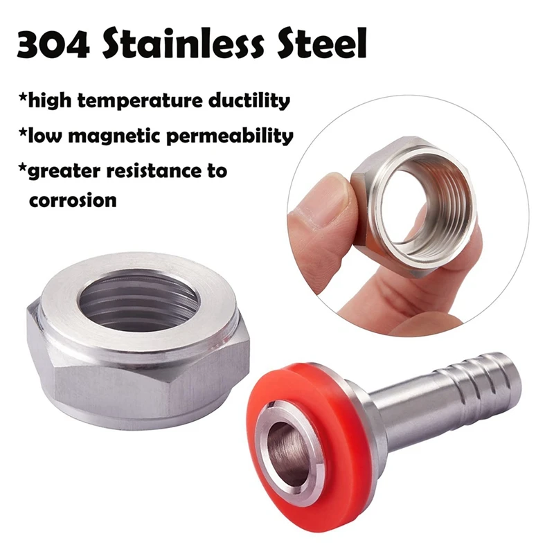 Stainless Steel Beer Keg Coupler Fitting Line Connector Kit Hex Nut 5/8 G Thread X 5/16 Inch Barb 
Stainless Steel Beer Keg Coupler Fitting Line Connector Kit Hex Nut 5/8 G Thread X 5/16 Inch Barb