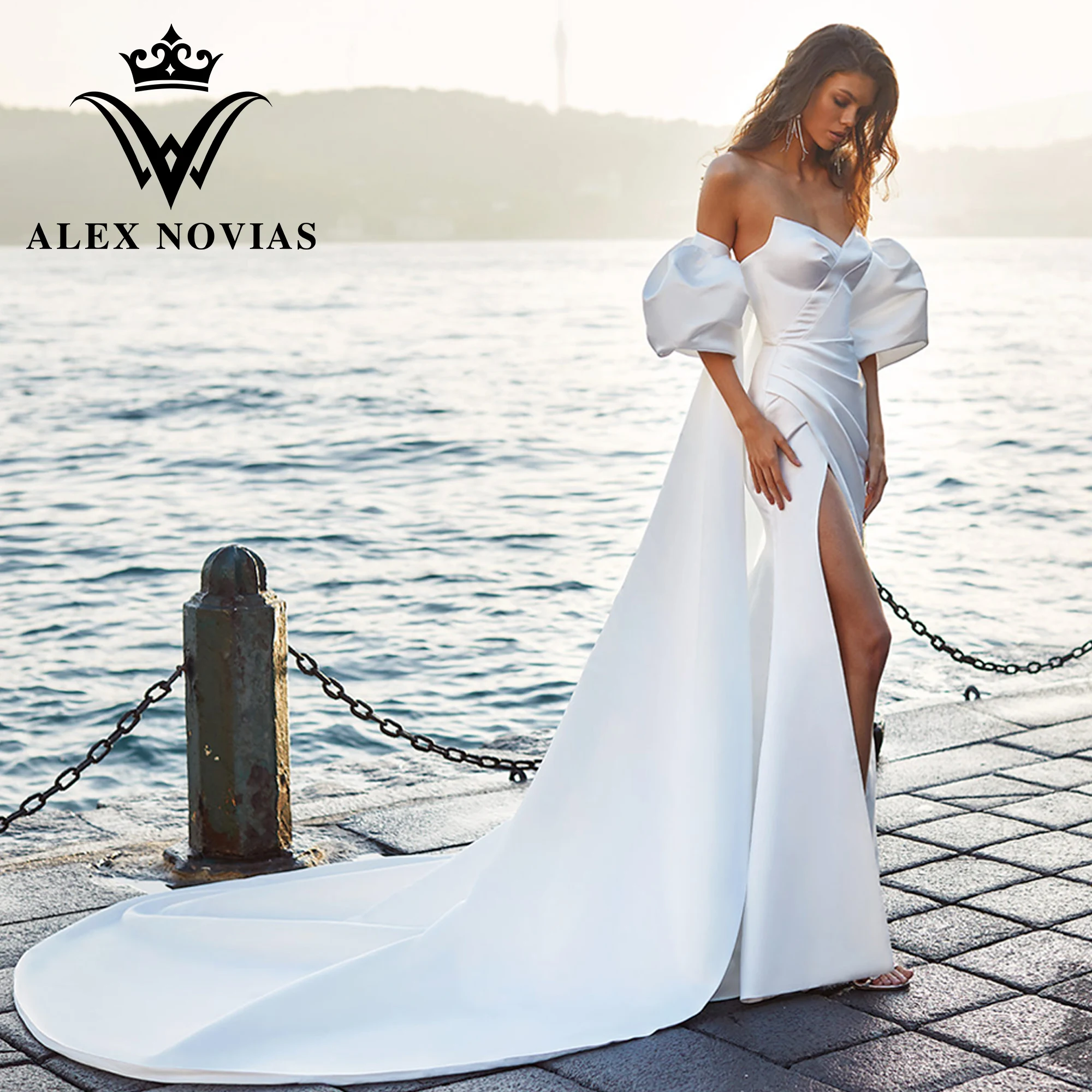Свадебное платье с юбкой-годе ALEX NOVIAS, съемный Атласный Костюм с рукавами-фонариками и сердечком, модель 2023 года
Свадебное платье с юбкой-годе ALEX NOVIAS, съемный Атласный Костюм с рукавами-фонариками и сердечком, модель 2023 года
