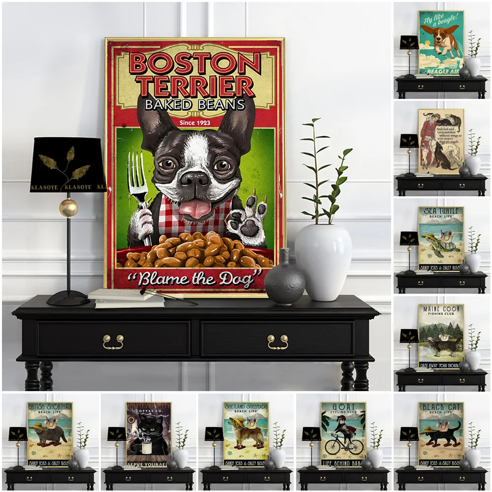 Vintage Animal Food Art Print Club Poster Dog Cat Sea Turtle Wall Stickers Bar Pub Decor Canvas Painting
Vintage Animal Food Art Print Club Poster Dog Cat Sea Turtle Wall Stickers Bar Pub Decor Canvas Painting