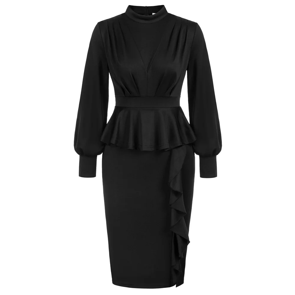 Belle Poque Womens Peplum Bodycon Dress Elegant Lady Long Lantern Sleeve Half High Neck Midi Dress 50s Work Evening Dress A30
Belle Poque Womens Peplum Bodycon Dress Elegant Lady Long Lantern Sleeve Half High Neck Midi Dress 50s Work Evening Dress A30
