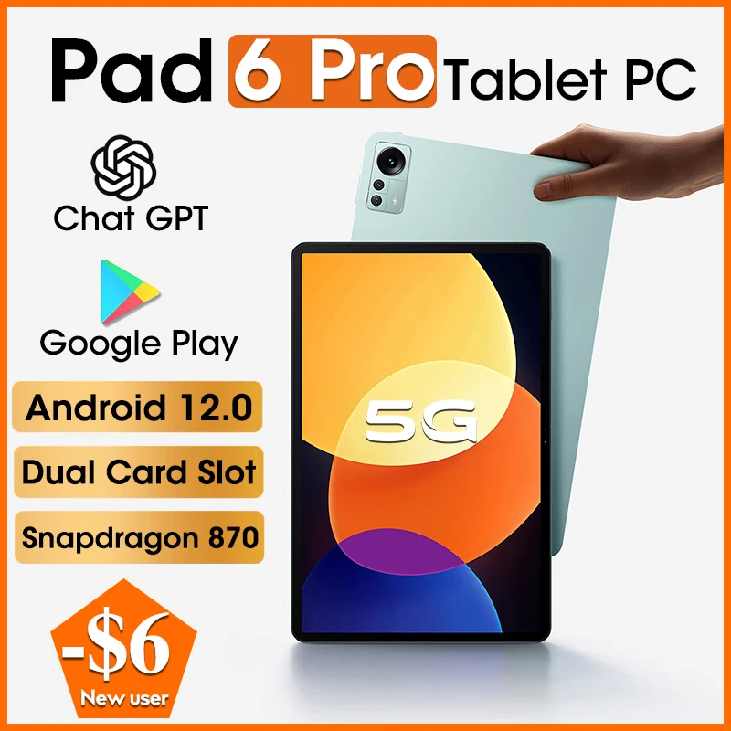 Pad 6 Pro Tablet Android 5G Original Tablets Snapdragon 870 12GB+512GB 11 Inch 120Hz Screen 10000mAh Google Play Dual SIM Tab PC
Pad 6 Pro Tablet Android 5G Original Tablets Snapdragon 870 12GB+512GB 11 Inch 120Hz Screen 10000mAh Google Play Dual SIM Tab PC
