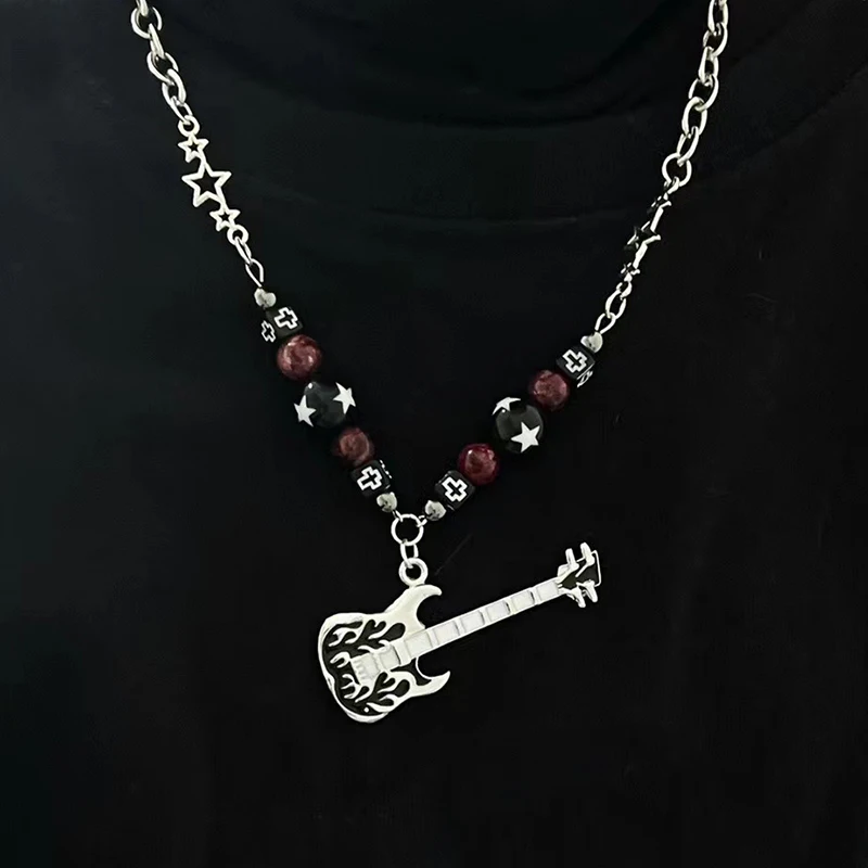 Grunge Jewelry DIY Bead Flame Guitar Necklace Men Women Cool Punk Charms Cross Choker Goth Pendant Necklace Korean Fashion
Grunge Jewelry DIY Bead Flame Guitar Necklace Men Women Cool Punk Charms Cross Choker Goth Pendant Necklace Korean Fashion