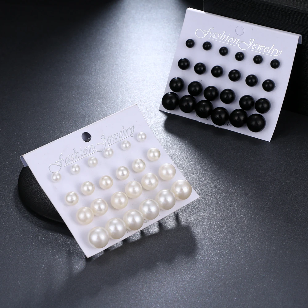 12 Pairs White Simulated Pearl Earrings Set for Women Jewelry on Ear Ball Stud Earrings Kit Bijouteria Brincos Bijoux Wholesale
12 Pairs White Simulated Pearl Earrings Set for Women Jewelry on Ear Ball Stud Earrings Kit Bijouteria Brincos Bijoux Wholesale