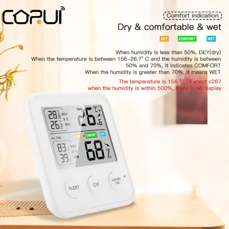 CoRui Mini Temperature & Humidity Gauge Max Indoor Thermometer Hygrometer Humidity Meter Monitor With Dual Sensors Bor Bed Room
CoRui Mini Temperature & Humidity Gauge Max Indoor Thermometer Hygrometer Humidity Meter Monitor With Dual Sensors Bor Bed Room