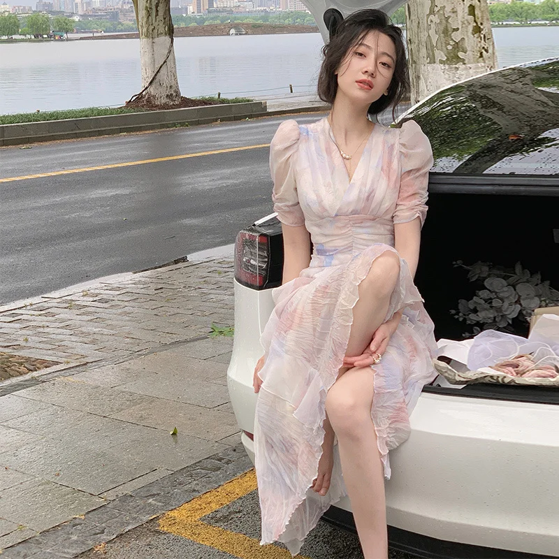 Summer French Style Women Elegent Party Midi Print Dress Female Fashion A Line Holiday Clothes Vestidos
Summer French Style Women Elegent Party Midi Print Dress Female Fashion A Line Holiday Clothes Vestidos