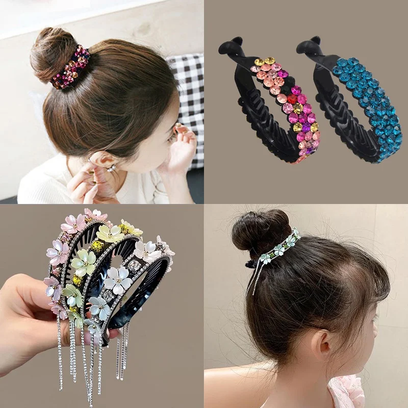 New Korean fashion Rhinestone Flower ponytail hairpin sweet girl ponytail buckle hairpin exquisite hair accessories
New Korean fashion Rhinestone Flower ponytail hairpin sweet girl ponytail buckle hairpin exquisite hair accessories