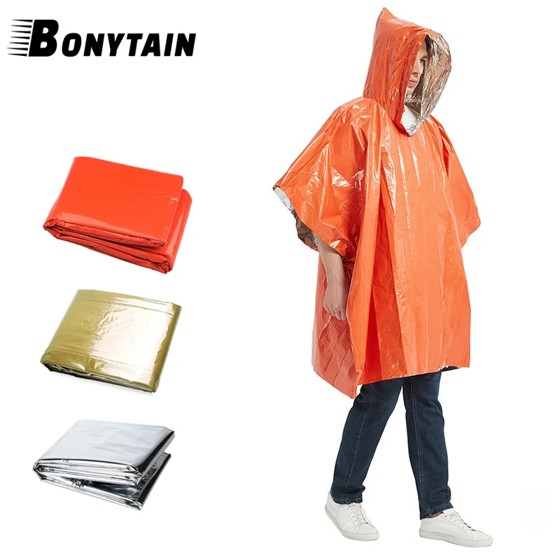 

Emergency Raincoat Shelter Outdoor Survival Bivy Blankets First Aid Rescue Kit Thermal Blanket SOS Waterproof Camping Equipment
