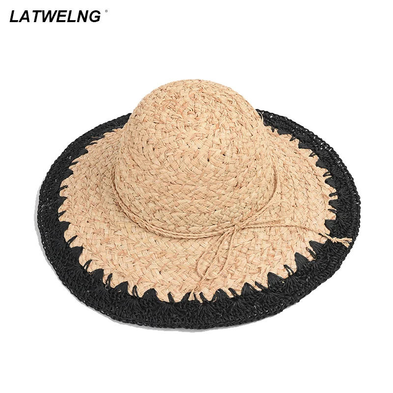 Fashion Color-block Women's Raffia Hat Summer Wide Brim Beach Hats Ladies Straw Hat Holiday Gifts Wholesale
Fashion Color-block Women's Raffia Hat Summer Wide Brim Beach Hats Ladies Straw Hat Holiday Gifts Wholesale