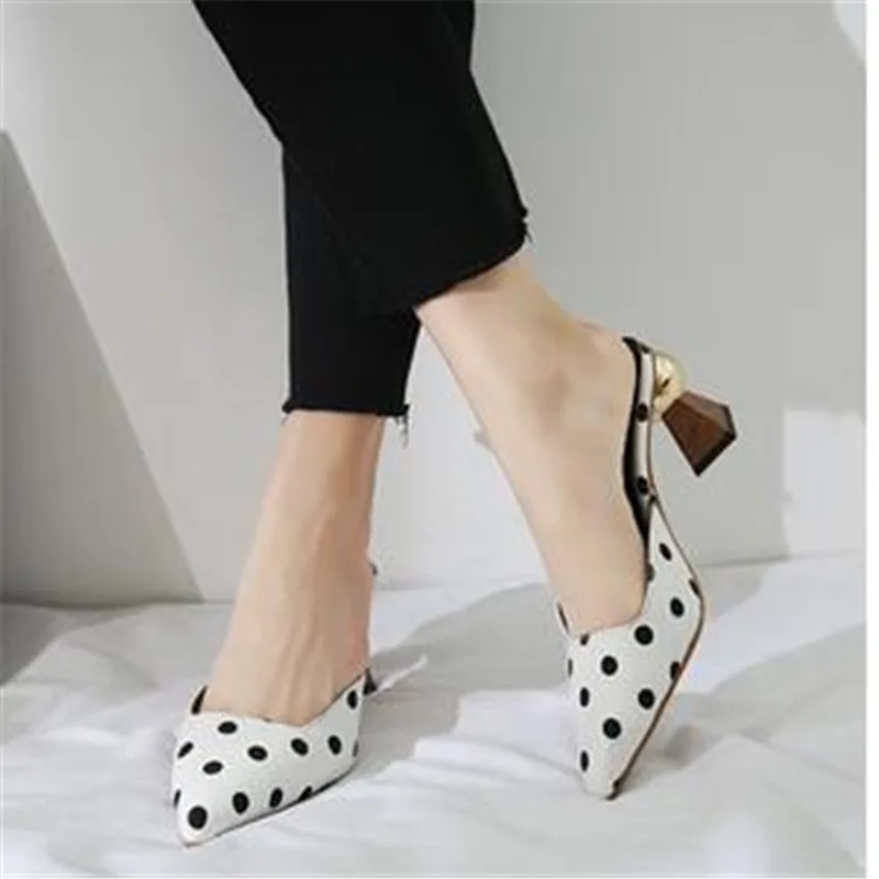 High Heel Slippers Pointed Toe Shoes Woman Elegant Mules Shoes Women Black White Dot Metal Heel Outdoors Womens Slippers
High Heel Slippers Pointed Toe Shoes Woman Elegant Mules Shoes Women Black White Dot Metal Heel Outdoors Womens Slippers