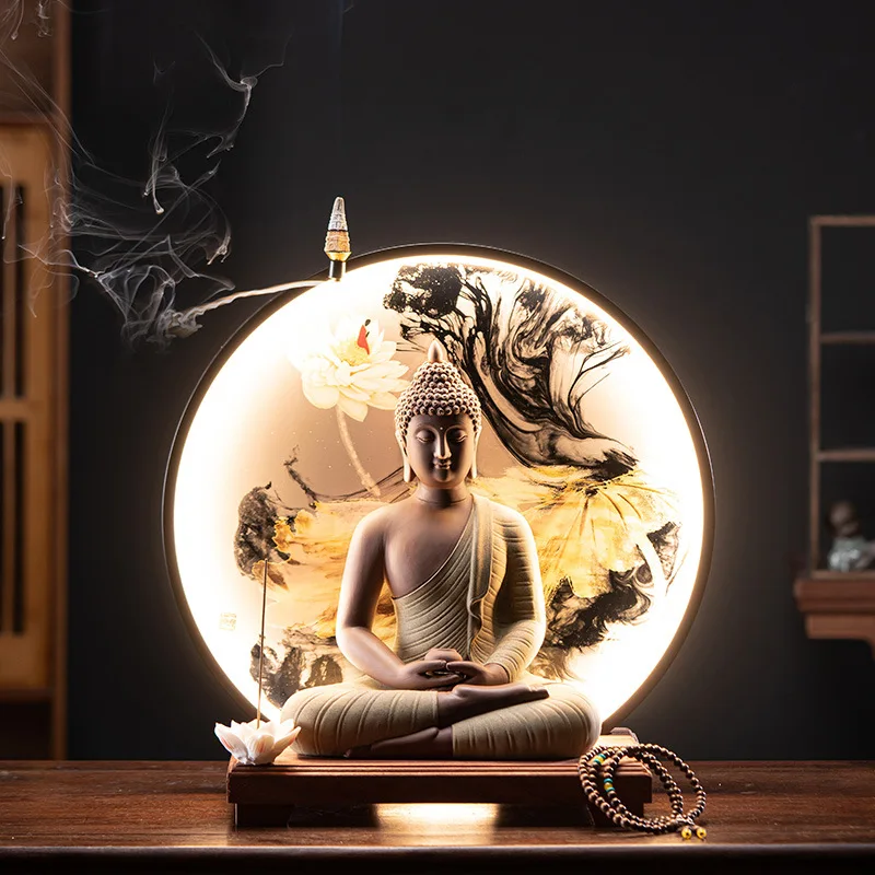Large Buddha Statue Sakyamuni Buddha Tathagata Buddha Statue Ceramic LED Lamp Ring Decoration Line Incense Burner
Large Buddha Statue Sakyamuni Buddha Tathagata Buddha Statue Ceramic LED Lamp Ring Decoration Line Incense Burner