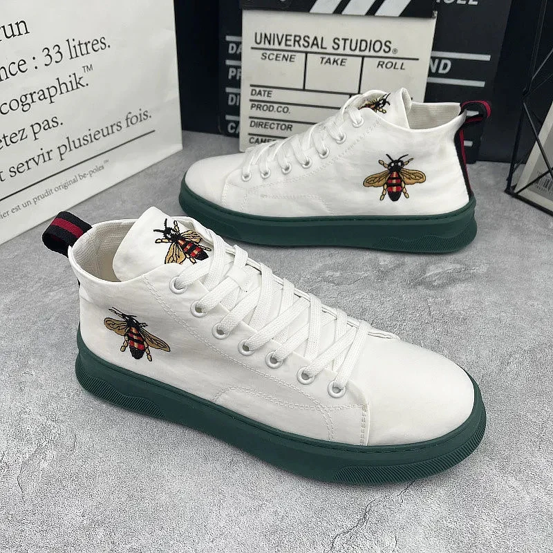 Summer Men Casual Sneakers Nylon Embroidered Bee High-top Shoes Lace-up Ankle Boots Male Skateboard Shoes Basketball Sneakers 38
Summer Men Casual Sneakers Nylon Embroidered Bee High-top Shoes Lace-up Ankle Boots Male Skateboard Shoes Basketball Sneakers 38