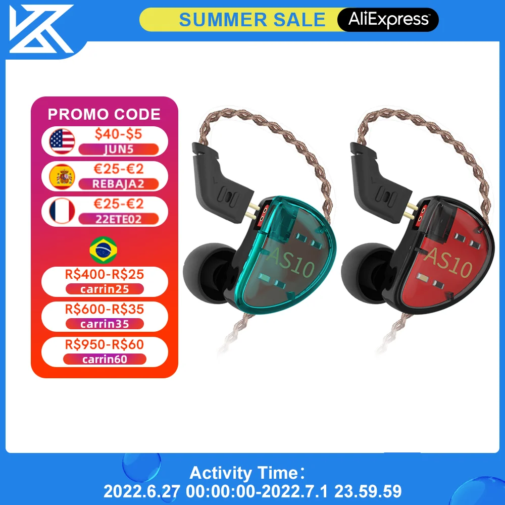 KZ AS10 Balance Amature 5BA Wired Headphones HIFI Bass In Ear Monitor Game Earphones Noise Cancelling Earbuds Common Headset
KZ AS10 Balance Amature 5BA Wired Headphones HIFI Bass In Ear Monitor Game Earphones Noise Cancelling Earbuds Common Headset