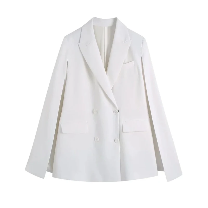 White Sleeveless Cape Women Fashion Blazer Coat Vintage Long Sleeve Welt Pockets Female Outerwear Chic Clothing
White Sleeveless Cape Women Fashion Blazer Coat Vintage Long Sleeve Welt Pockets Female Outerwear Chic Clothing