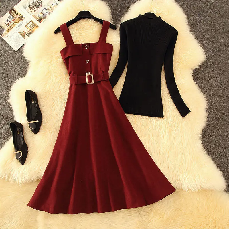 Office Lady Dress Two-piece Suit Woman Woolen Corduroy Dresses Suits + Slim Knit Bottoming Tops Korean 2 Pcs Sets Outfits E468
Office Lady Dress Two-piece Suit Woman Woolen Corduroy Dresses Suits + Slim Knit Bottoming Tops Korean 2 Pcs Sets Outfits E468
