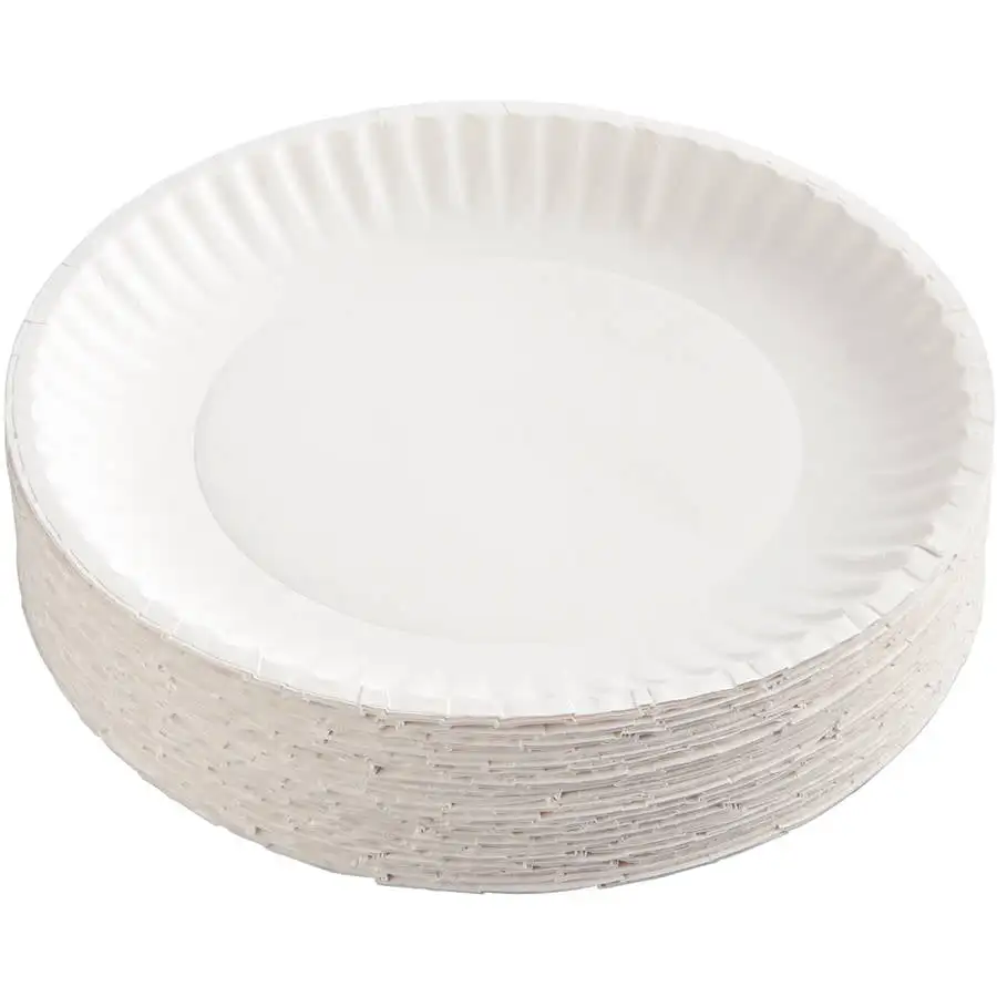 

AJM Packaging Corporation Gold Label 9" Coated Paper Plates, White, 100 count, (Pack of 10)Disposable Party Tableware